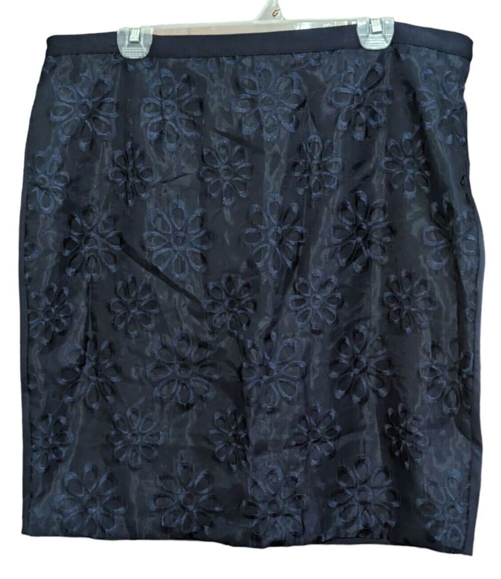 Sunny Leigh Womens Pencil Skirt Size 16 Cottagecore Navy Blue Floral Capsule New